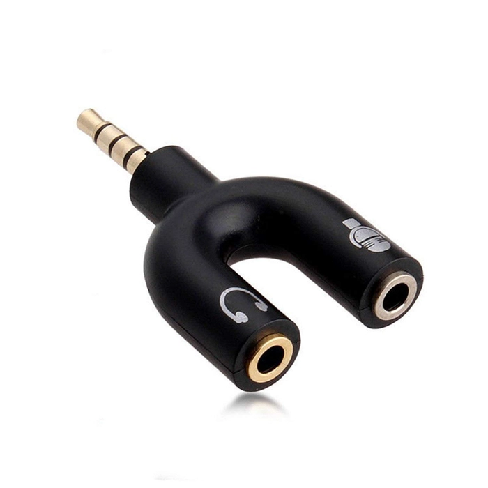 Lowfe 3.5mm Audio Jack to Headphone Microphone U Shape Splitter Converter Adaptor 1 Male 2 Female/Dual Headphone Jack