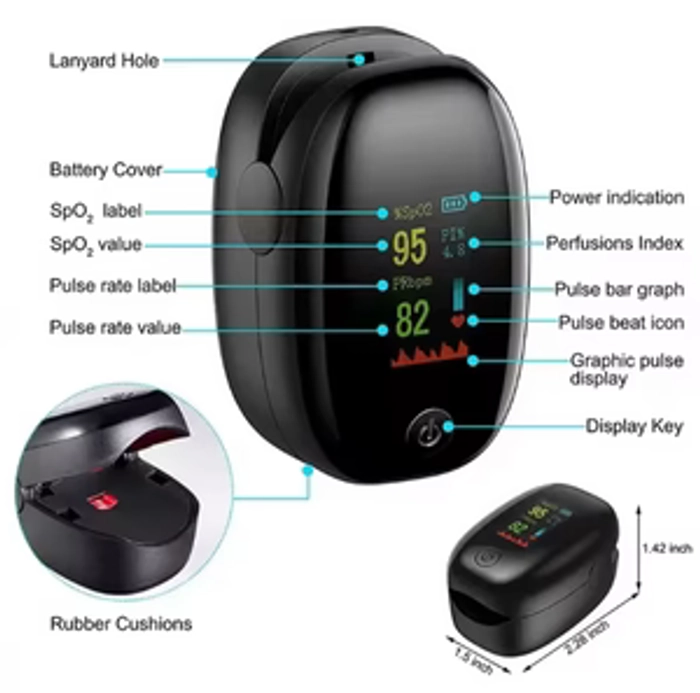 LED FINGER PULSE OXIMETER BLOOD OXYGEN HEART RATE MONITOR