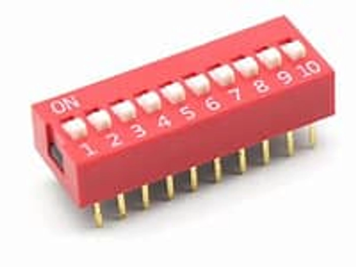 2.54mm Pitch 10 Way DIP Slide Switch (Pack of 2)