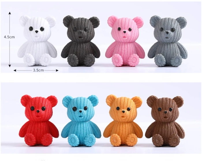 Any 2PCs Mini Resin Teddy Bear Figurines Cute Cake Topper