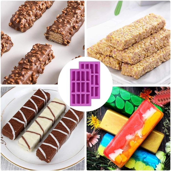 12 Cavity Medium Narrow Silicone Rectangle Protein Bars Mold