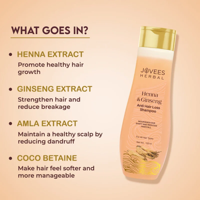 Jovees Henna & Ginseng Anti Hair Loss Shampoo | Promotes Hair Growth