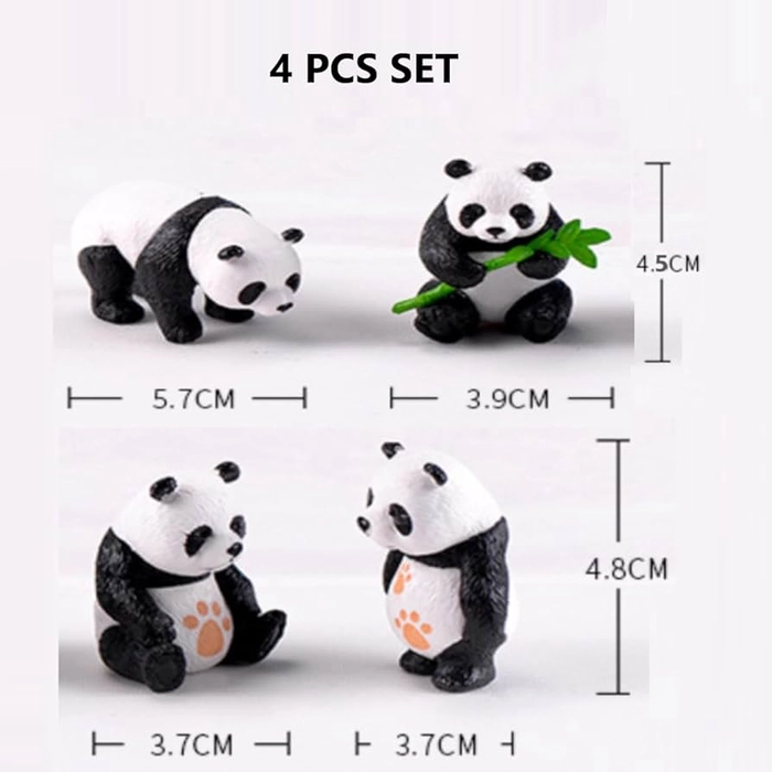 4Pcs Panda Miniature Toys Cake Topper