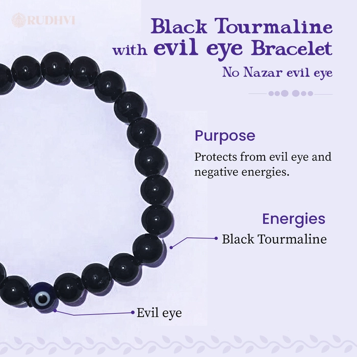 (Black Tourmaline with evil eye) No Nazar evil eye