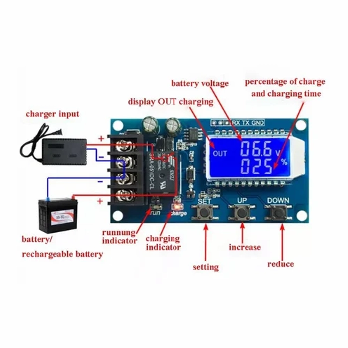 XY-L10A Digital Li-ion Battery 6-60V/10A Charging Control LCD display module Overcharge Protection Switch