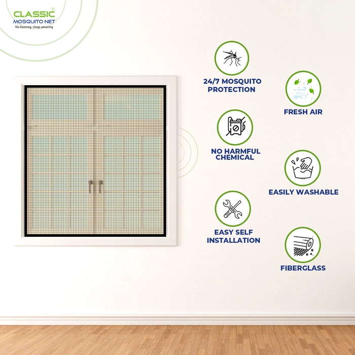 Classic Mosquito Net Window Mosquito Net 120 GSM Fiberglass - Brown