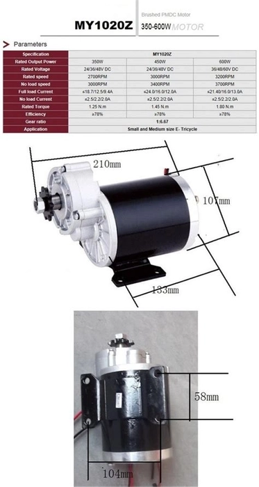 600W 36V (GB)+Motor Controller+Accelerator+Brake