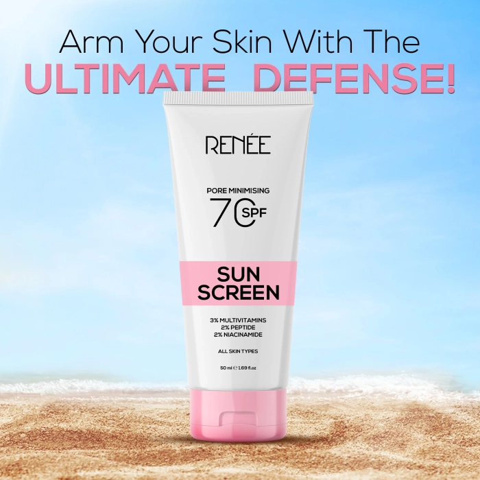 RENEE Pore Minimising Sunscreen SPF 70 with 3% multivitamins, 2% Peptides and 2% Niacinamide