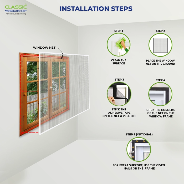 Classic Mosquito Net Window Mosquito Net 120 GSM Fiberglass - Cream