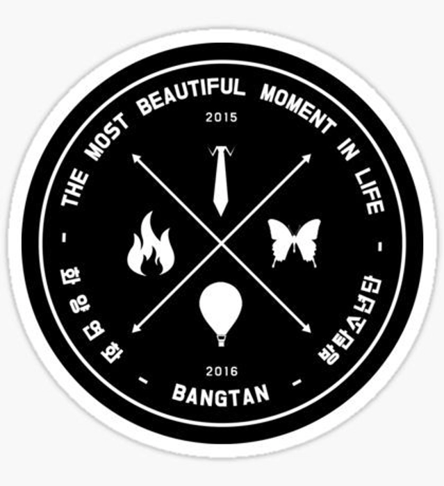 "Most beautiful moment in life" logo BTS