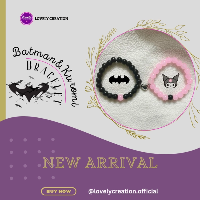 Batman & Kuromi Couple Bracelets 🖤(2 piece/1 pair)