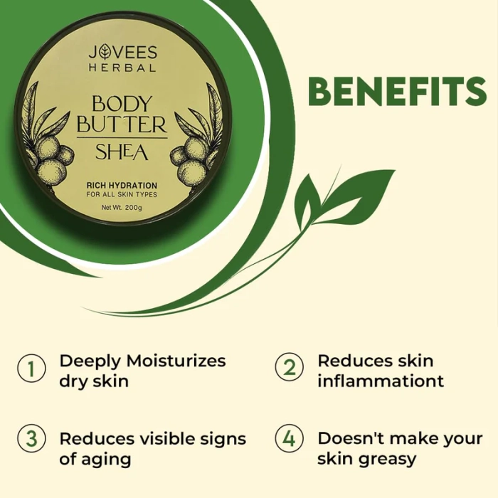 Jovees Shea Body Butter for Dry & Rough Skin | Deep Nourishment, Non-Sticky