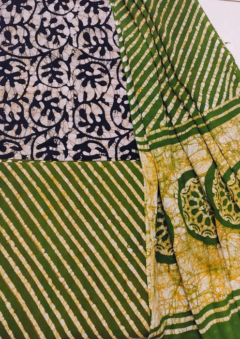 Kutchi Batik Dress Material, Pure Soft Cotton Batik All Over Printed Dress Matreil, 3 piece Set