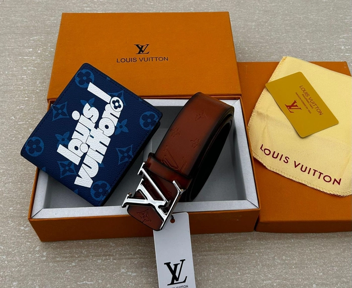 LOUIS VUITTON Wallet & Belt Combo