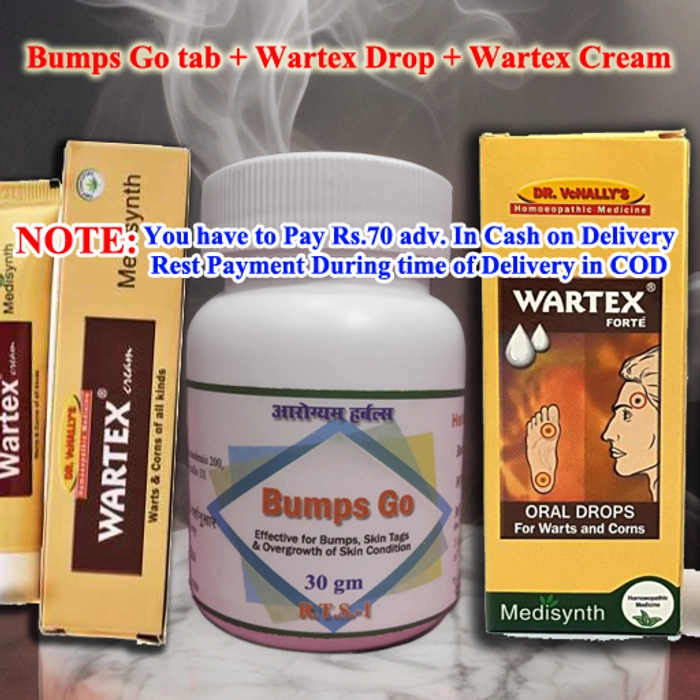 Bumps Go Tab + Wartex Drop + Wartex Cream- Pack pf 3 Medicines