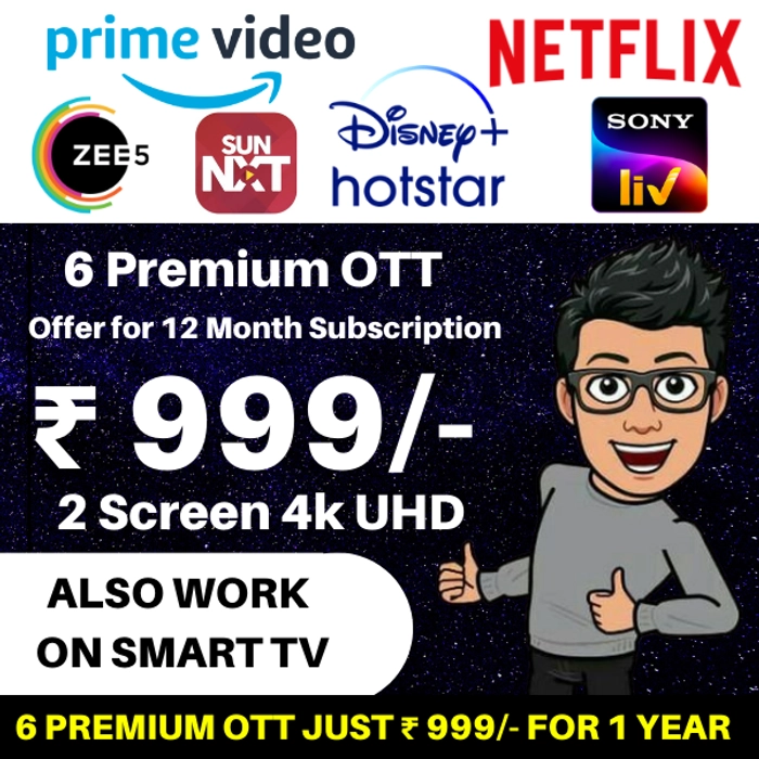 12 Month Netflix, Prime, Hotstar, ZEE5, SonyLIV, Sun NXT Subscription 🔰 ...