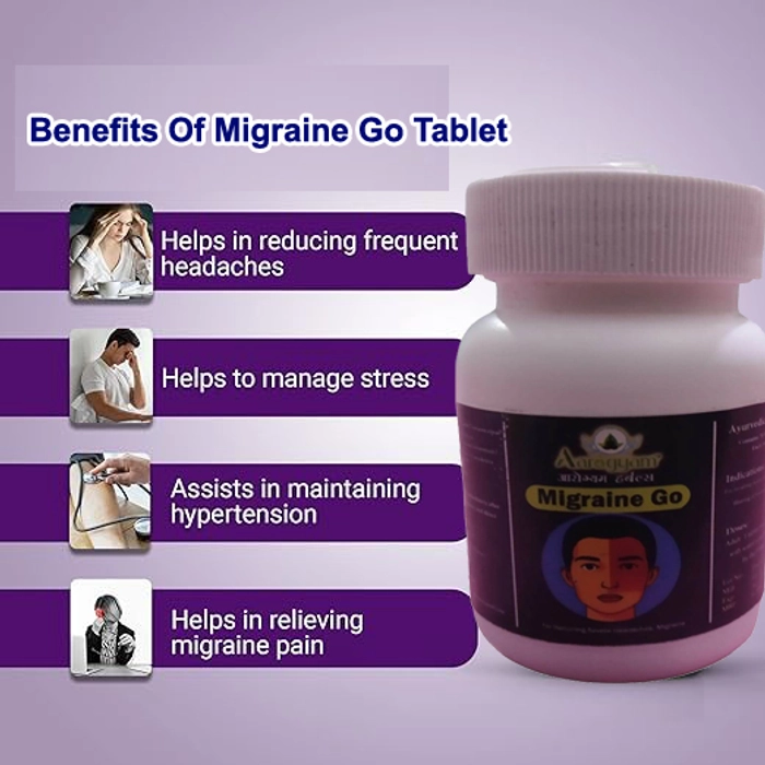 Migraine Go Tablet by Aarogyam Herbals For relieving Migraine, Chronic Headache and Neurological Function