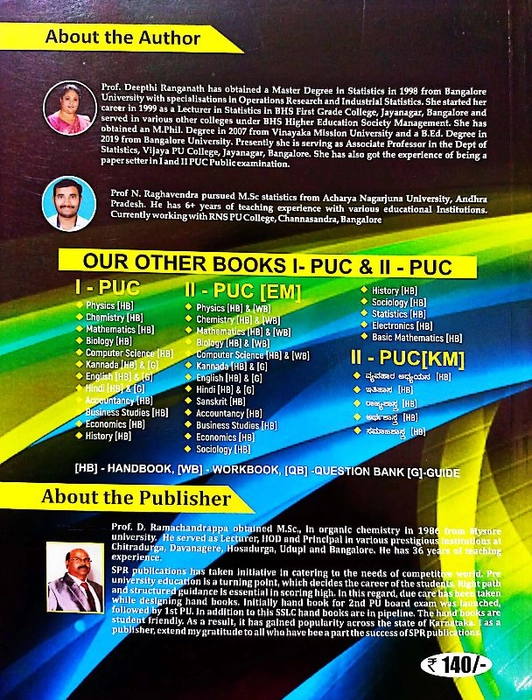 II PUC SPR  STATISTICS (Eng. Med) HAND BOOK For SCORERS