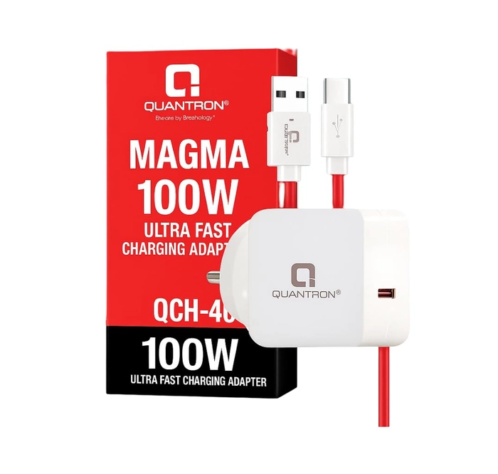 Quantron Magma QCH-400 100W | Ultra Fast Charging | Adapter with Type-C Cable | White