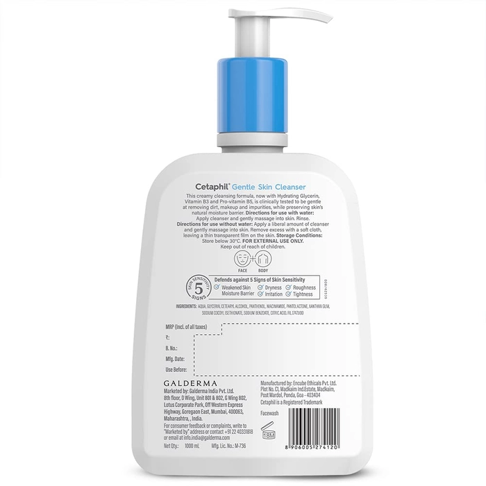 Cetaphil ,Gentle Skin Cleanser For Dry, Normal Sensitive Skin - 1000 Ml