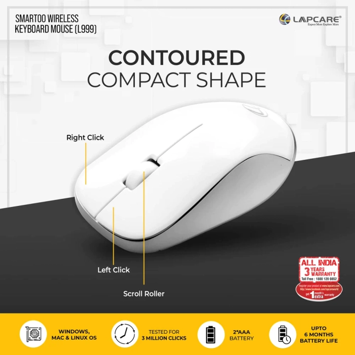 Lapcare Smartoo Wireless Combo White+Silver