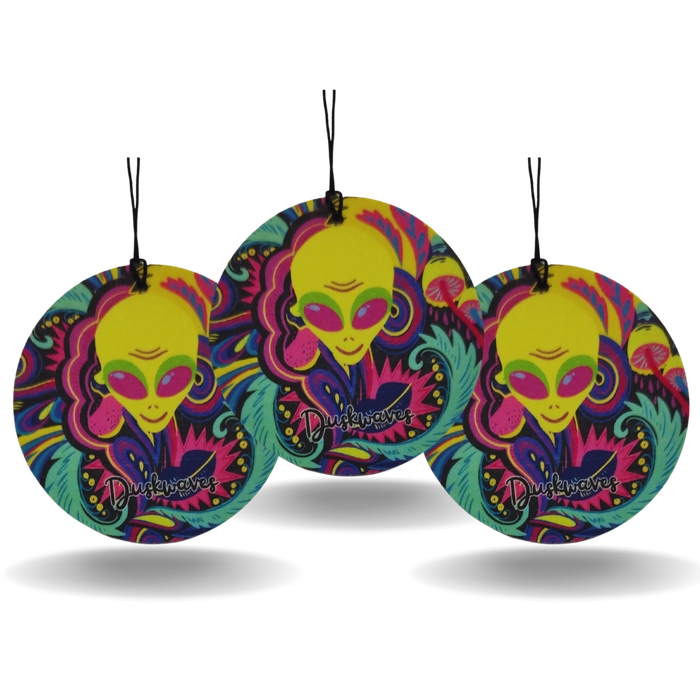 DuskWaves Alien Head Psychedelic Air Freshener | Pack of 3– Experience the Magnetic Aura! Funky Colors, Extraterrestrial Aroma!