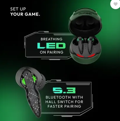 Number Super Buds Pro GT9 Helmet MEMS ENC Gaming TWS, 48 Hrs Battery, 40ms Low Latency Bluetooth  (Army Green, True Wireless)