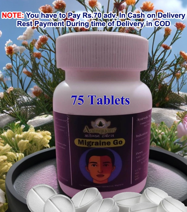 Migraine Go Tablet by Aarogyam Herbals For relieving Migraine, Chronic Headache and Neurological Function