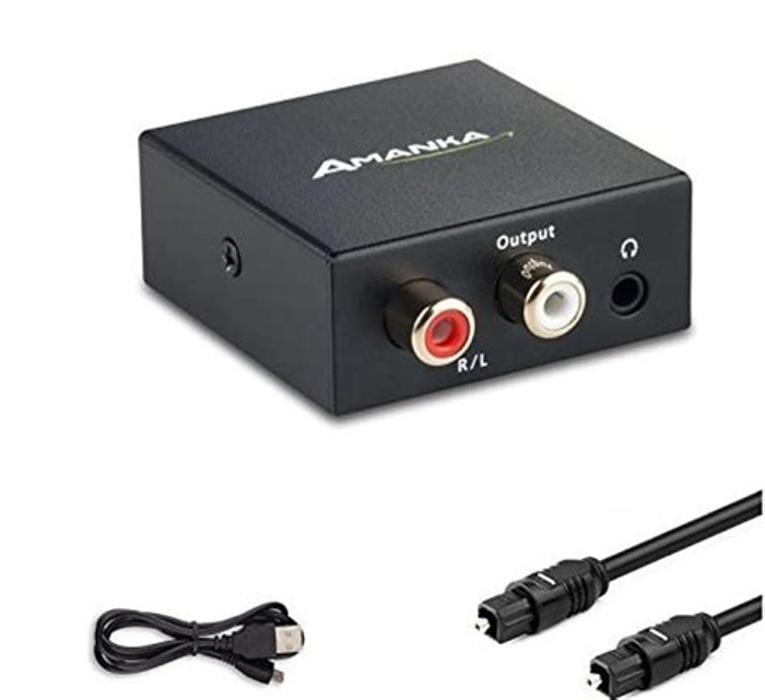 Metal Body Digital to Analog Optical coaxial Output and Optical Audio Converter RCA Input with Cable (Black)