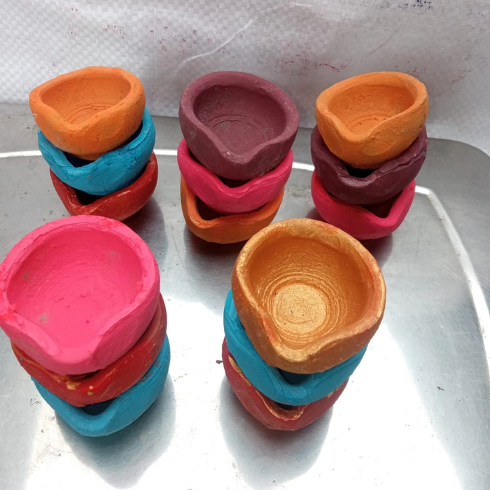 Swadeshi Diye | Natural Clay Traditional Diwali Ke Diye Earthen Clay Diye | Mitti Ke Diye | Diyas for Pooja ( Set of 15)
