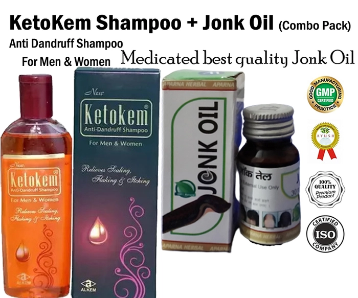 Ketokem-Anti Dandruff Shampoo for Men & Women + Jonk Oil by Aparna Herbal (Combo Pack)