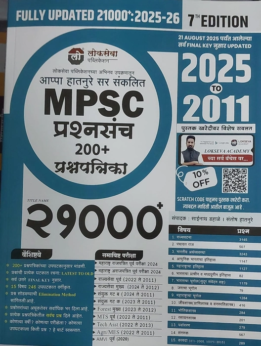 Lokseva MPSC Prashnasanch 21000 (200+ prashnapatrika, 2025-2011)