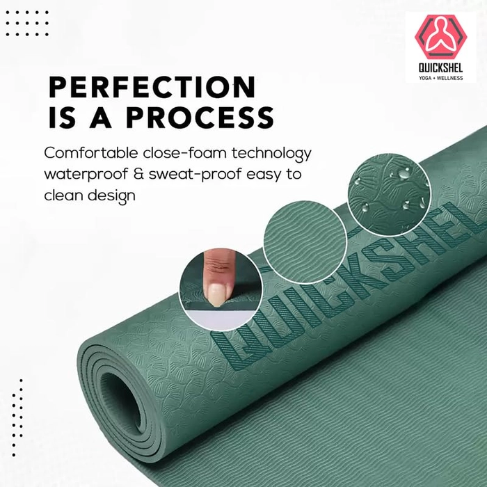 Quick Shel Lightweight,Anti-Slip,Soft EVA Mat with Carry Bag for Women & Men,Gym & Exercise Army Green 6 mm Yoga Mat