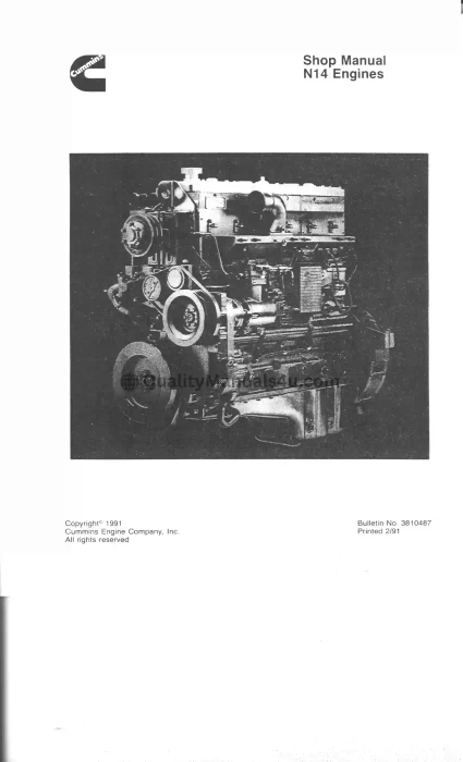 KOMATSU N14 Engines Shop Manual Publication No 3810487 Download PDF