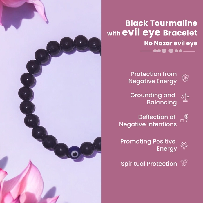(Black Tourmaline with evil eye) No Nazar evil eye