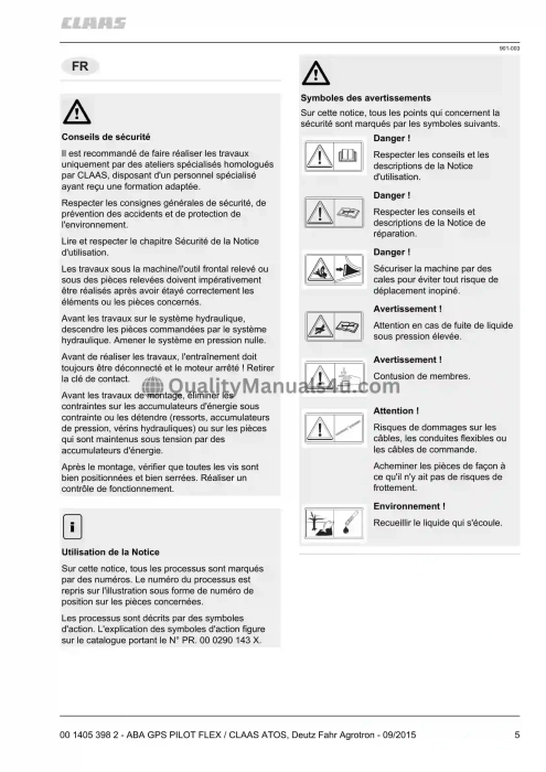 Class CLAAS ATOS Deutz Fahr Agrotron FR DE EN RU Fitting Instruction Manual Download