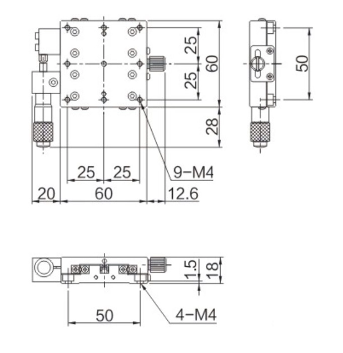 Single Translation Stage 60mm -13mm Travel