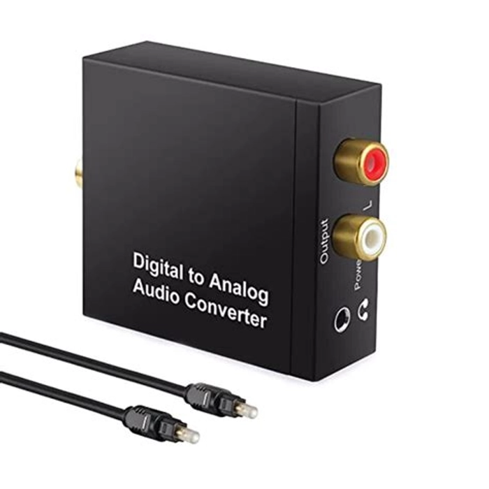 Metal Body Digital to Analog Optical coaxial Output and Optical Audio Converter RCA Input with Cable (Black)