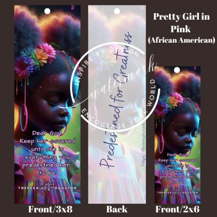 Book Marker - Pretty Girl in Pink (African American)