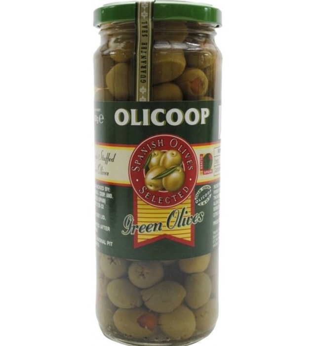 OLICOOP PIMIENTO STUFFED GREEN OLIVES 450GM