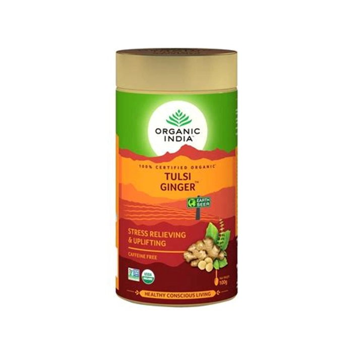 Organic India Tulsi Ginger 100G Tin Jar