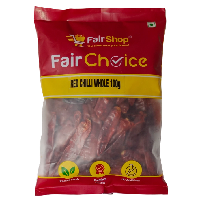 FAIRCHOICE-RED CHILLI WHOLE (STEMLESS)-100 GM