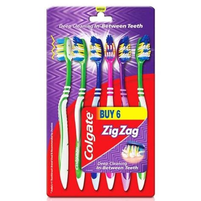 Colgate Zig Zag Base Soft Toothbrush Pk 6