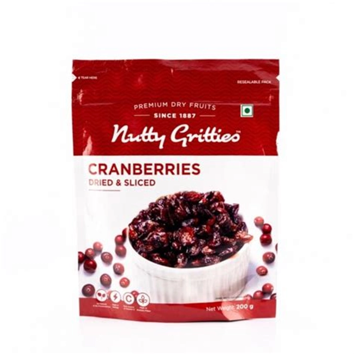 NUTTY GRITTIES DRIED US CRANBERRIES 200GM