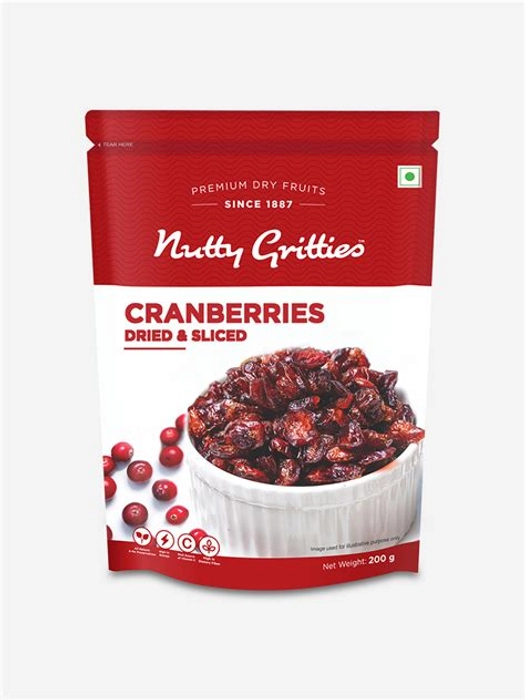 NUTTY GRITTIES DRIED US CRANBERRIES 200GM