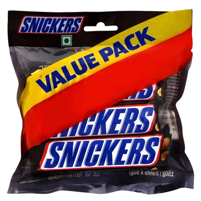 Snickers Chocolate Bar Value Pack 3 X 45G