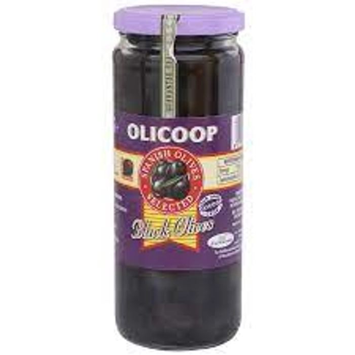 OLICOOP BLACK WHOLE (PLAIN) OLIVES 450GM