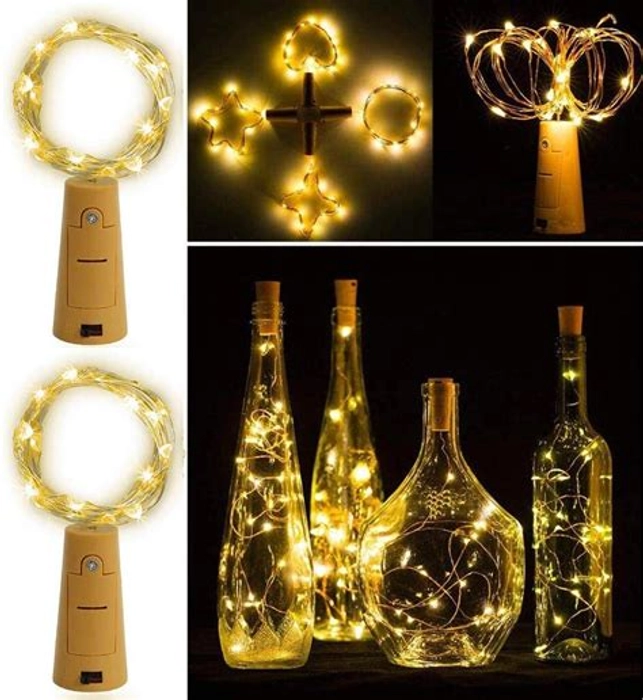 20 LED Wine Bottle Cork Copper Wire String Lights, 2M/7.2FT Battery Operated (Warm White) (Set of 3)