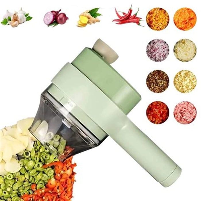 4 in 1 Portable Electric Vegetable Cutter Set, Mini Manual Vegetable  Chopper Wireless Food Processor, Kitchen Gadgets Electric Hand Chopper for  Food