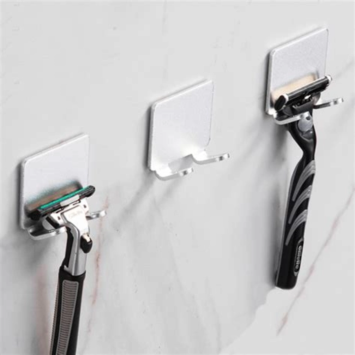 Stainless Steel Razor Holder Bathroom Waterproof Wall-Mounted Punch Free Hanger Bracket For Kitchen Door Socket Plug Mobile Phone Stainless Steel